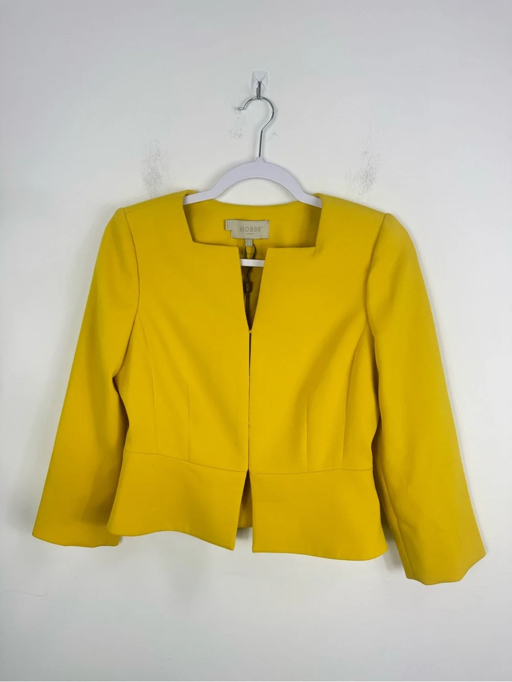Hobbs London Harper Square Jacket Yellow Peplum Blazer Size 4 NWT